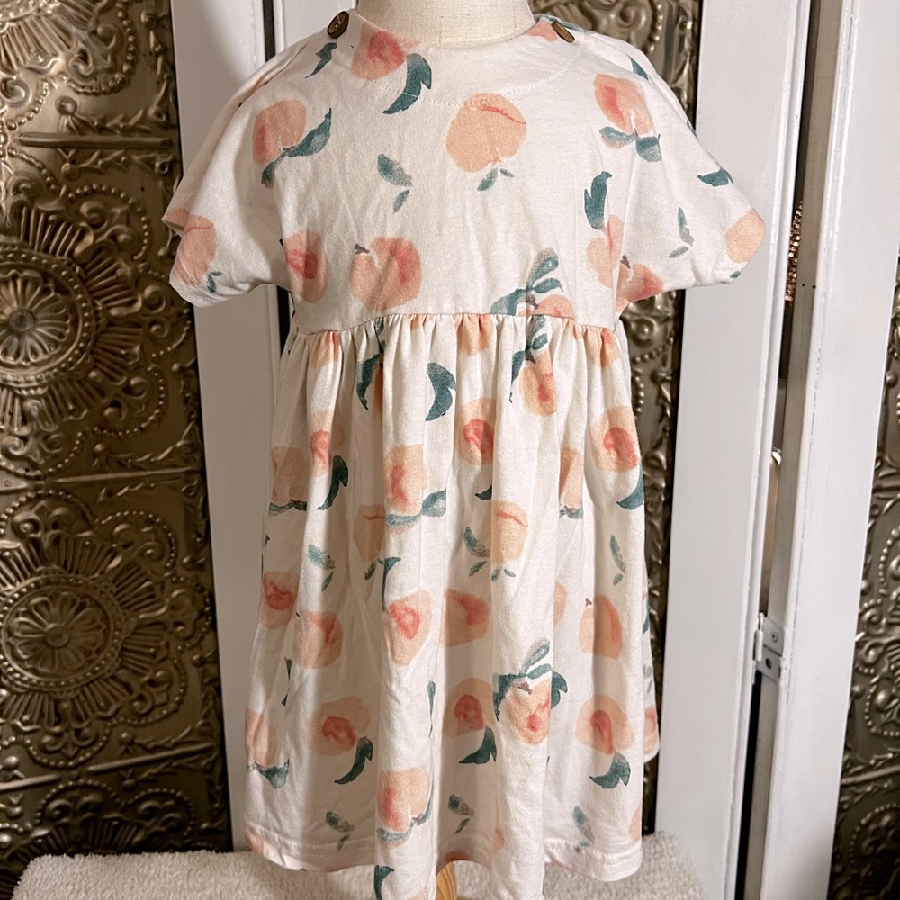 Jessica Simpson peach print dress with wooden buttons